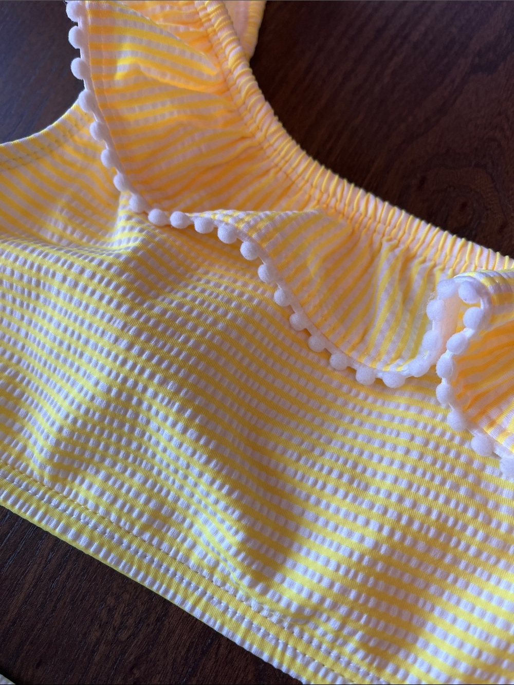 Cat & Jack Yellow Striped Ruffle One-Shoulder Bikini - Picture 3 of 4